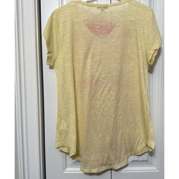 One World Sheer Top T Shirt Pineapple Embellished Yellow Orange Tropical Summer - Picture 6 of 8